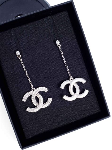 chanel cc earrings silver|chanel swarovski earrings.